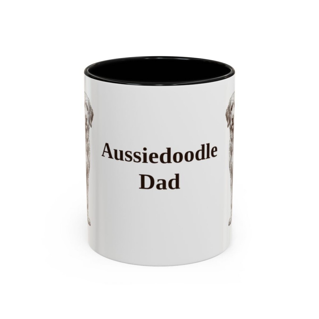 11oz Aussiedoodle Dog Dad Mug, Vintage Sketch Coffee Mug, Dog Dad Gift