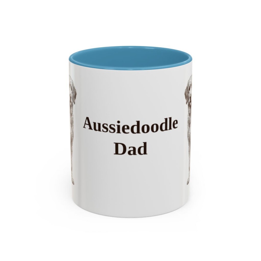 11oz Aussiedoodle Dog Dad Mug, Vintage Sketch Coffee Mug, Dog Dad Gift