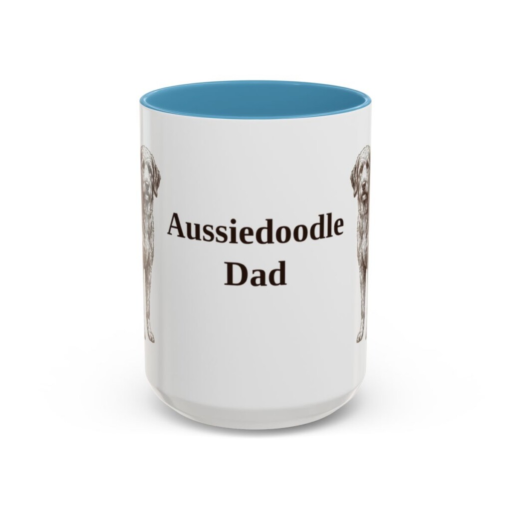 15oz Aussiedoodle Dog Dad Mug, Vintage Sketch Coffee Mug, Dog Dad Gift