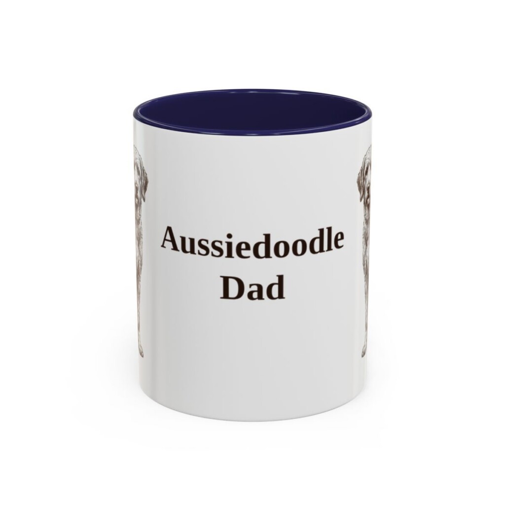 11oz Aussiedoodle Dog Dad Mug, Vintage Sketch Coffee Mug, Dog Dad Gift