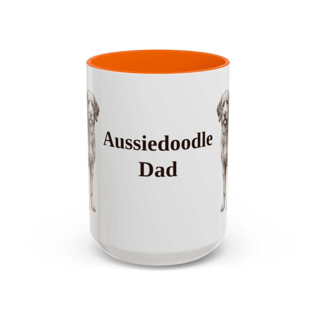15oz Aussiedoodle Dog Dad Mug, Vintage Sketch Coffee Mug, Dog Dad Gift