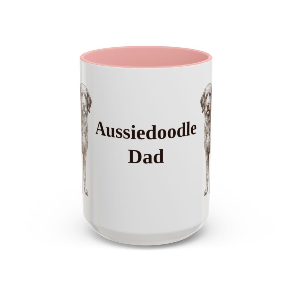 15oz Aussiedoodle Dog Dad Mug, Vintage Sketch Coffee Mug, Dog Dad Gift