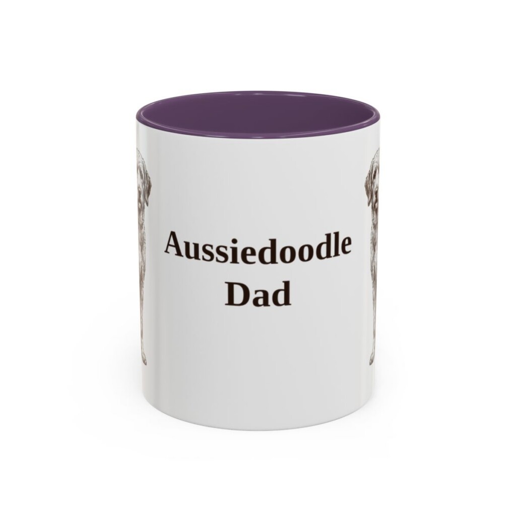11oz Aussiedoodle Dog Dad Mug, Vintage Sketch Coffee Mug, Dog Dad Gift