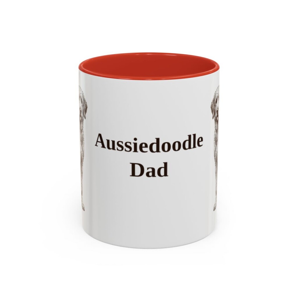 11oz Aussiedoodle Dog Dad Mug, Vintage Sketch Coffee Mug, Dog Dad Gift