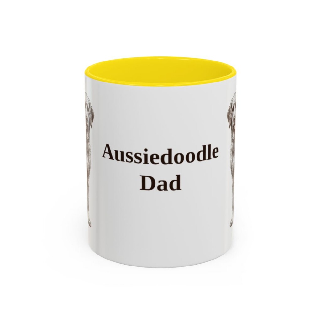 11oz Aussiedoodle Dog Dad Mug, Vintage Sketch Coffee Mug, Dog Dad Gift