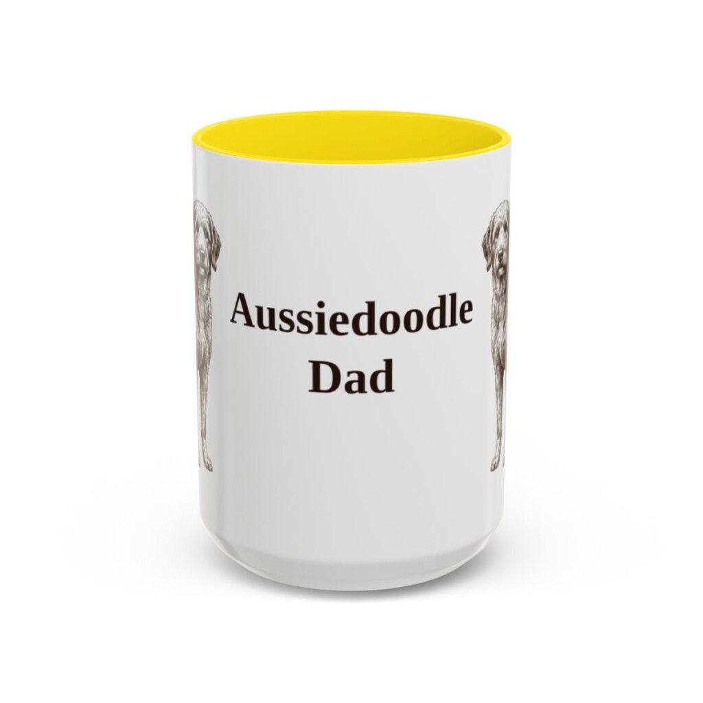 15oz Aussiedoodle Dog Dad Mug, Vintage Sketch Coffee Mug, Dog Dad Gift