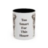11oz Funny Aussiedoodle Mug, Too Smart For This House, Vintage Dog Coffee Mug, Dog Lover Gift