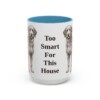 15oz Funny Aussiedoodle Mug, Too Smart For This House, Vintage Dog Coffee Mug, Dog Lover Gift