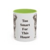 11oz Funny Aussiedoodle Mug, Too Smart For This House, Vintage Dog Coffee Mug, Dog Lover Gift
