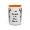 15oz Funny Aussiedoodle Mug, Too Smart For This House, Vintage Dog Coffee Mug, Dog Lover Gift