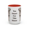 15oz Funny Aussiedoodle Mug, Too Smart For This House, Vintage Dog Coffee Mug, Dog Lover Gift