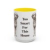 15oz Funny Aussiedoodle Mug, Too Smart For This House, Vintage Dog Coffee Mug, Dog Lover Gift