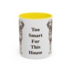 11oz Funny Aussiedoodle Mug, Too Smart For This House, Vintage Dog Coffee Mug, Dog Lover Gift