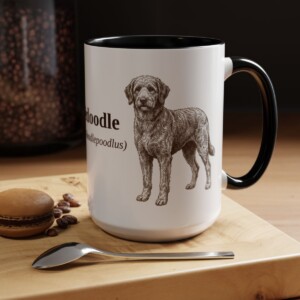 15oz Aussiedoodle Latin Mug, Aussiedoodle, Vintage Dog Coffee Mug, Dog Lover Gift