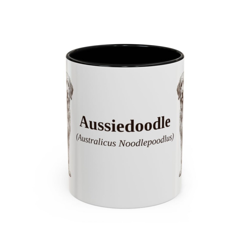 11oz Aussiedoodle Latin Mug, Aussiedoodle, Vintage Dog Coffee Mug, Dog Lover Gift