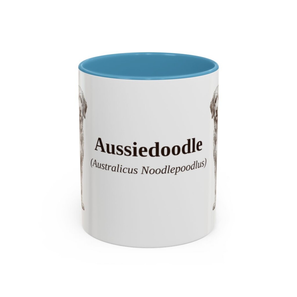 11oz Aussiedoodle Latin Mug, Aussiedoodle, Vintage Dog Coffee Mug, Dog Lover Gift