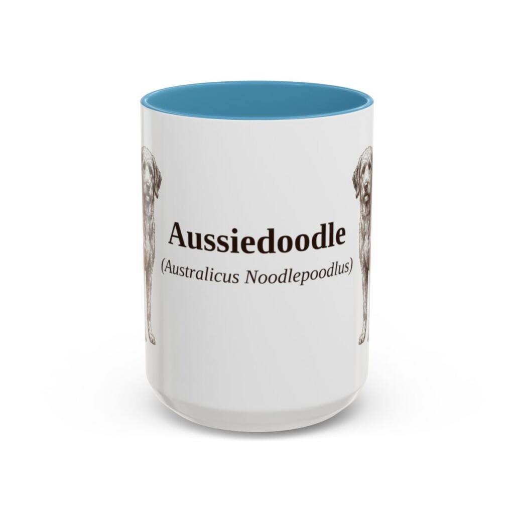 15oz Aussiedoodle Latin Mug, Aussiedoodle, Vintage Dog Coffee Mug, Dog Lover Gift
