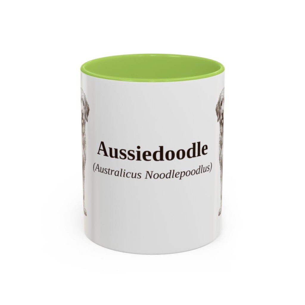 11oz Aussiedoodle Latin Mug, Aussiedoodle, Vintage Dog Coffee Mug, Dog Lover Gift