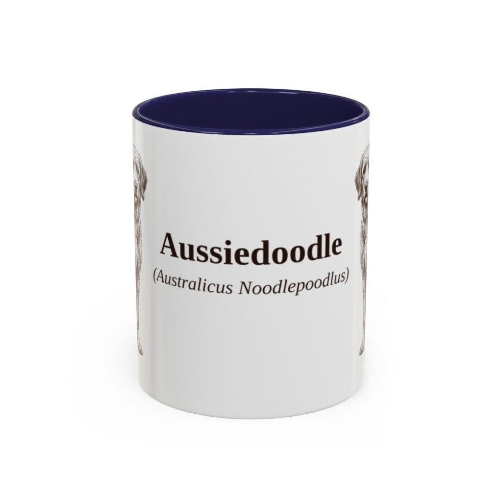 11oz Aussiedoodle Latin Mug, Aussiedoodle, Vintage Dog Coffee Mug, Dog Lover Gift