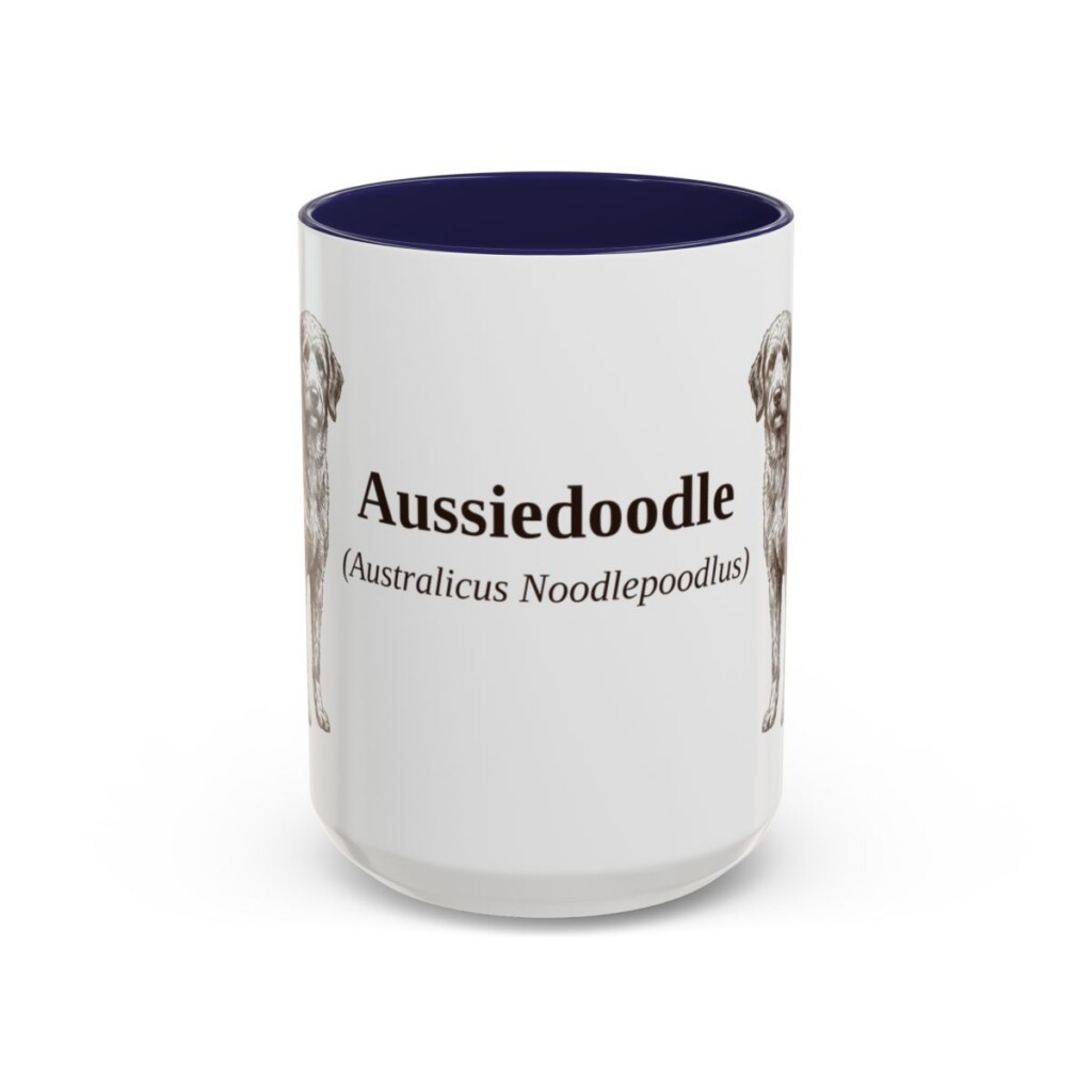 15oz Aussiedoodle Latin Mug, Aussiedoodle, Vintage Dog Coffee Mug, Dog Lover Gift