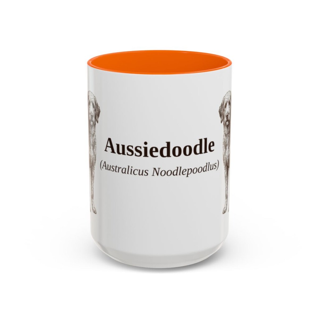 15oz Aussiedoodle Latin Mug, Aussiedoodle, Vintage Dog Coffee Mug, Dog Lover Gift