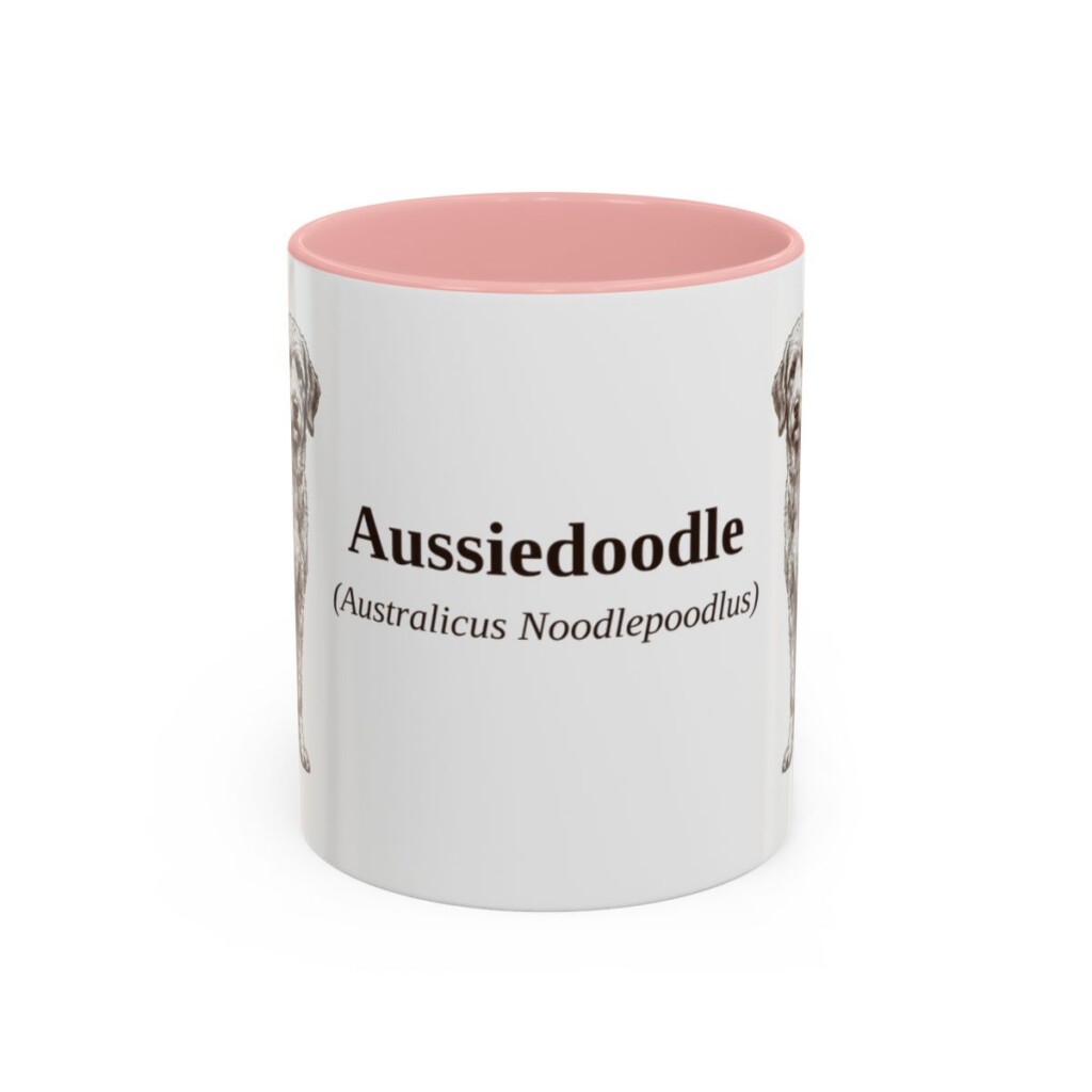 11oz Aussiedoodle Latin Mug, Aussiedoodle, Vintage Dog Coffee Mug, Dog Lover Gift