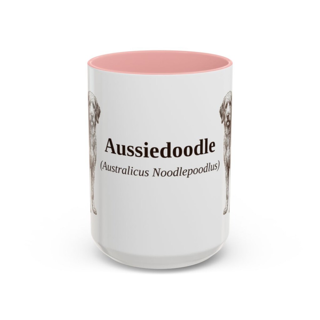 15oz Aussiedoodle Latin Mug, Aussiedoodle, Vintage Dog Coffee Mug, Dog Lover Gift
