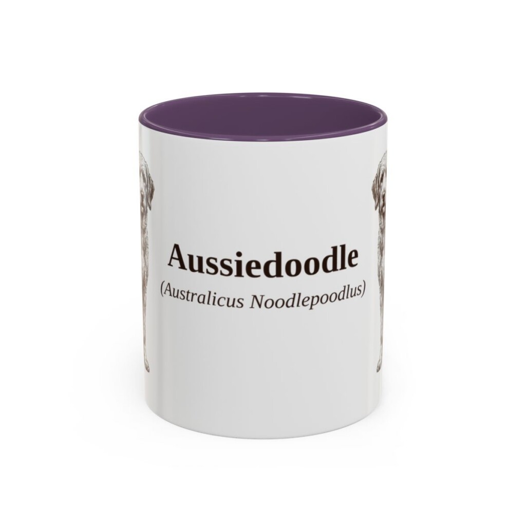 11oz Aussiedoodle Latin Mug, Aussiedoodle, Vintage Dog Coffee Mug, Dog Lover Gift