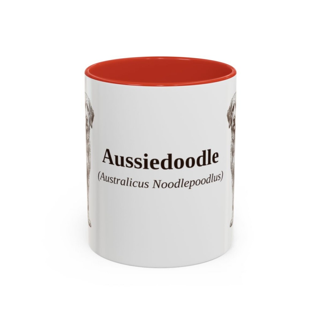 11oz Aussiedoodle Latin Mug, Aussiedoodle, Vintage Dog Coffee Mug, Dog Lover Gift