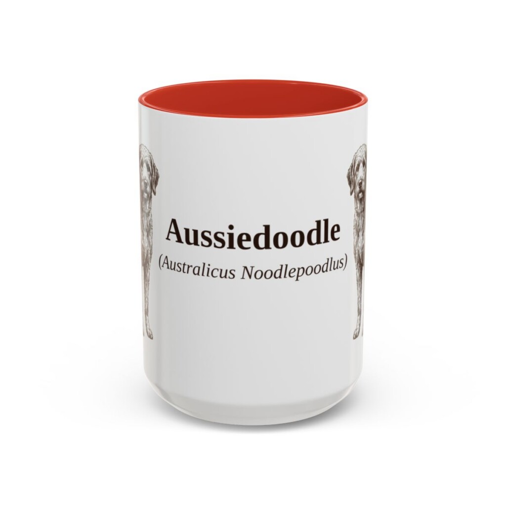 15oz Aussiedoodle Latin Mug, Aussiedoodle, Vintage Dog Coffee Mug, Dog Lover Gift