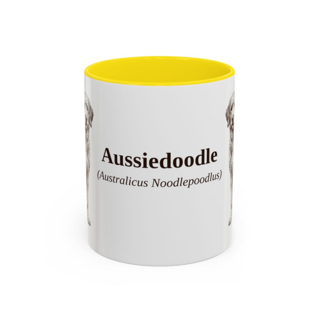 11oz Aussiedoodle Latin Mug, Aussiedoodle, Vintage Dog Coffee Mug, Dog Lover Gift