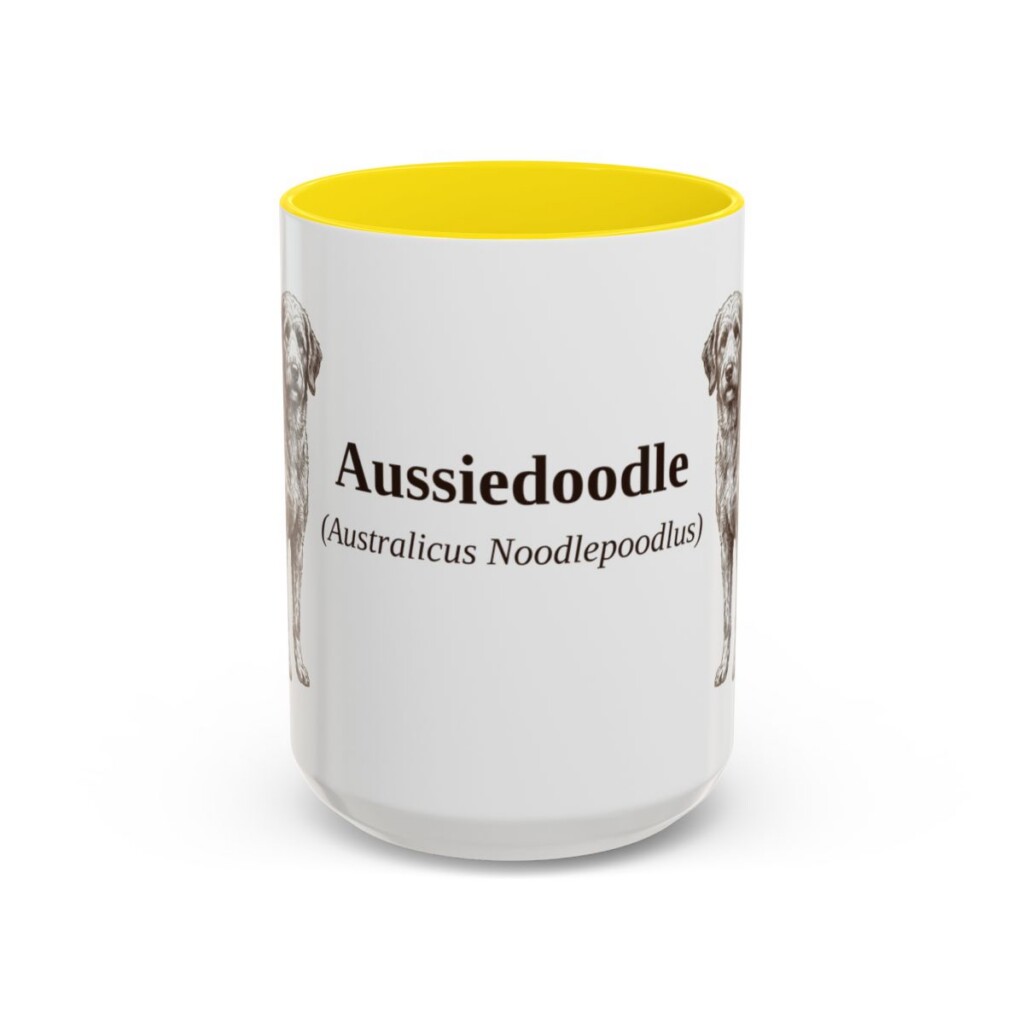 15oz Aussiedoodle Latin Mug, Aussiedoodle, Vintage Dog Coffee Mug, Dog Lover Gift