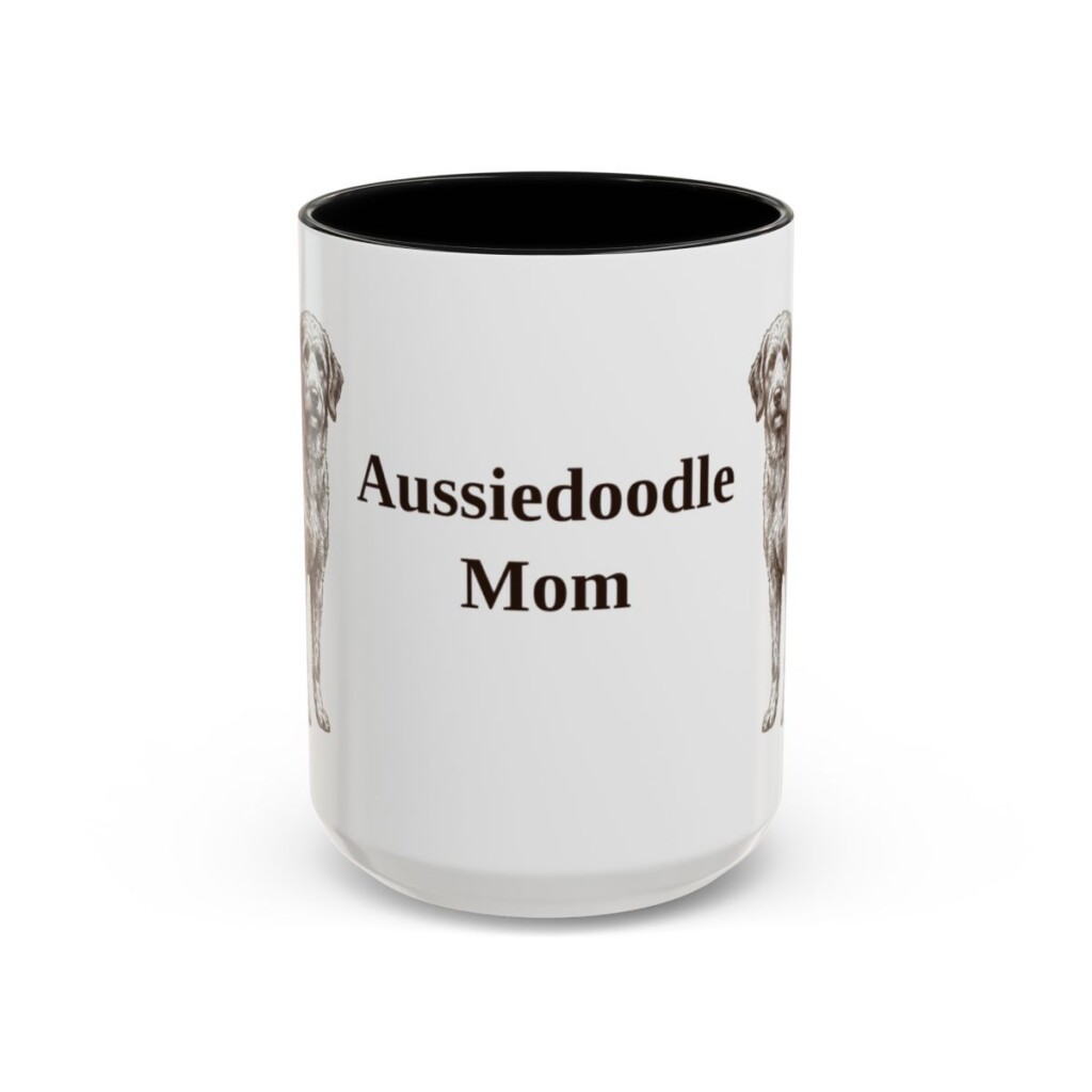 15oz Aussiedoodle Dog Mom Mug, Vintage Sketch Coffee Mug, Dog Mom Gift