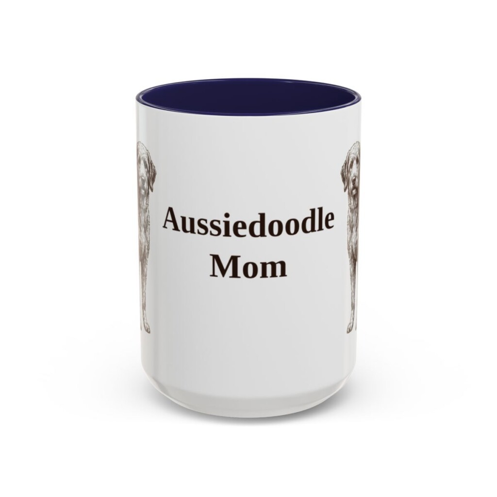 15oz Aussiedoodle Dog Mom Mug, Vintage Sketch Coffee Mug, Dog Mom Gift