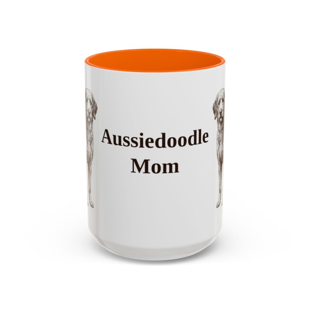 15oz Aussiedoodle Dog Mom Mug, Vintage Sketch Coffee Mug, Dog Mom Gift