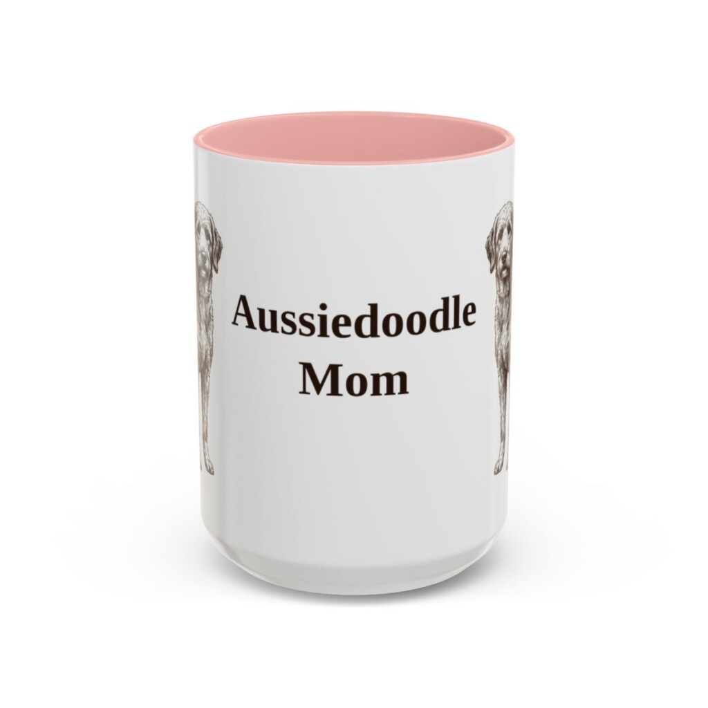 15oz Aussiedoodle Dog Mom Mug, Vintage Sketch Coffee Mug, Dog Mom Gift