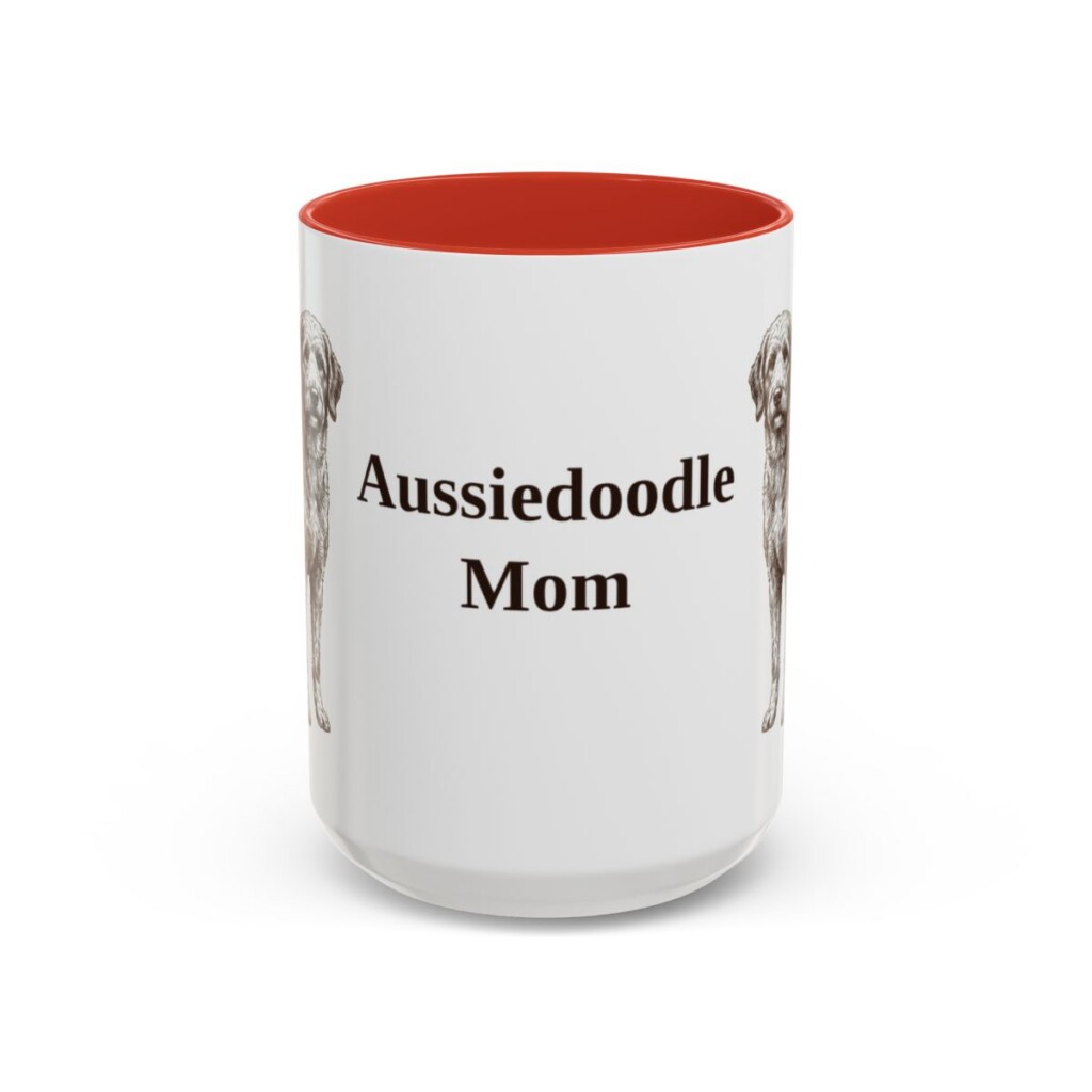 15oz Aussiedoodle Dog Mom Mug, Vintage Sketch Coffee Mug, Dog Mom Gift