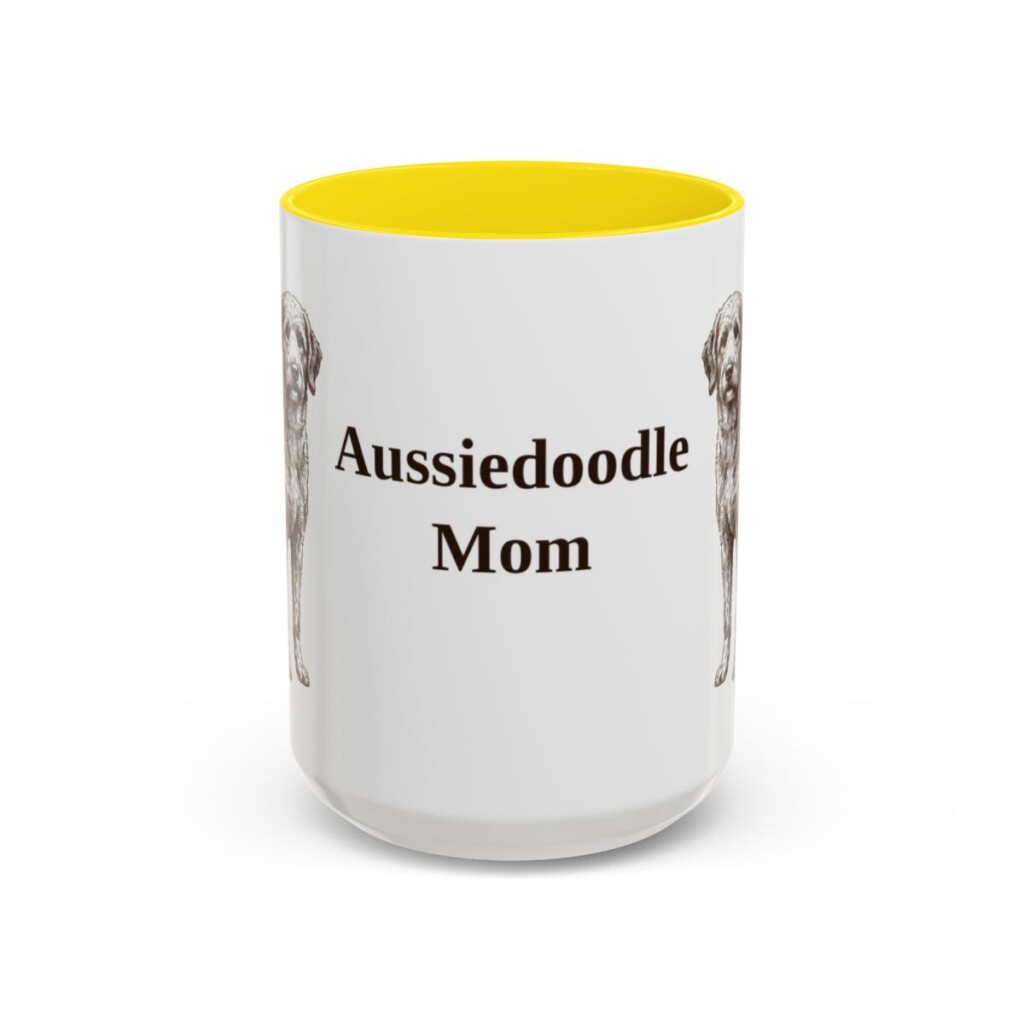 15oz Aussiedoodle Dog Mom Mug, Vintage Sketch Coffee Mug, Dog Mom Gift