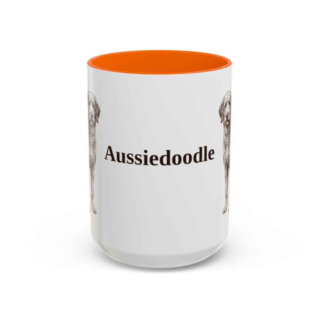 15oz Aussiedoodle Mug, Vintage Dog Portrait Coffee Mug, Dog Lover Gift