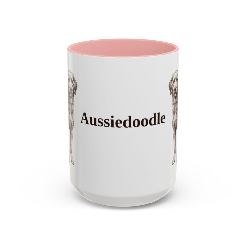 15oz Aussiedoodle Mug, Vintage Dog Portrait Coffee Mug, Dog Lover Gift