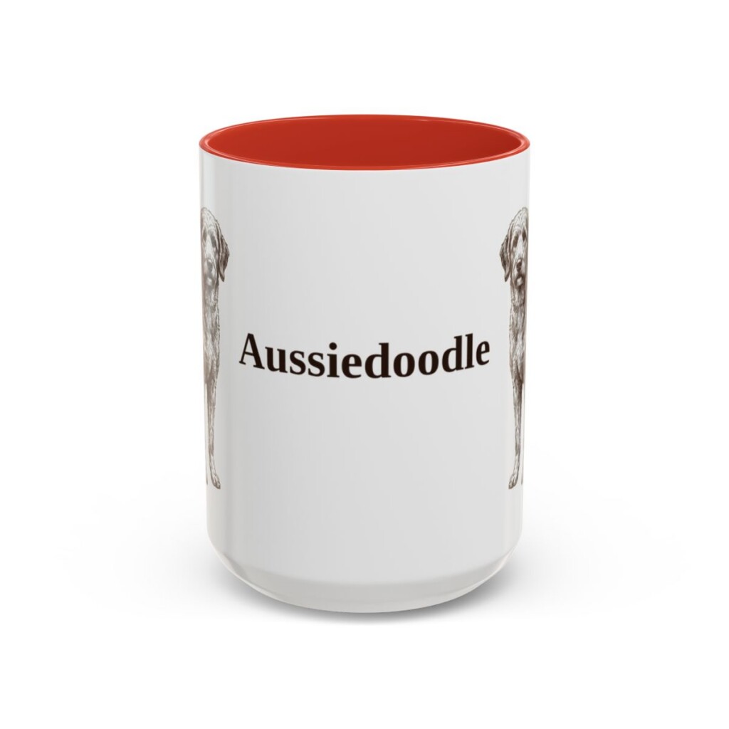 15oz Aussiedoodle Mug, Vintage Dog Portrait Coffee Mug, Dog Lover Gift