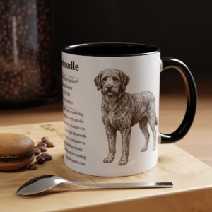11oz Aussiedoodle Mug, Illustrated Dog Breed Facts Coffee Mug, Vintage Dog Keepsake Gift