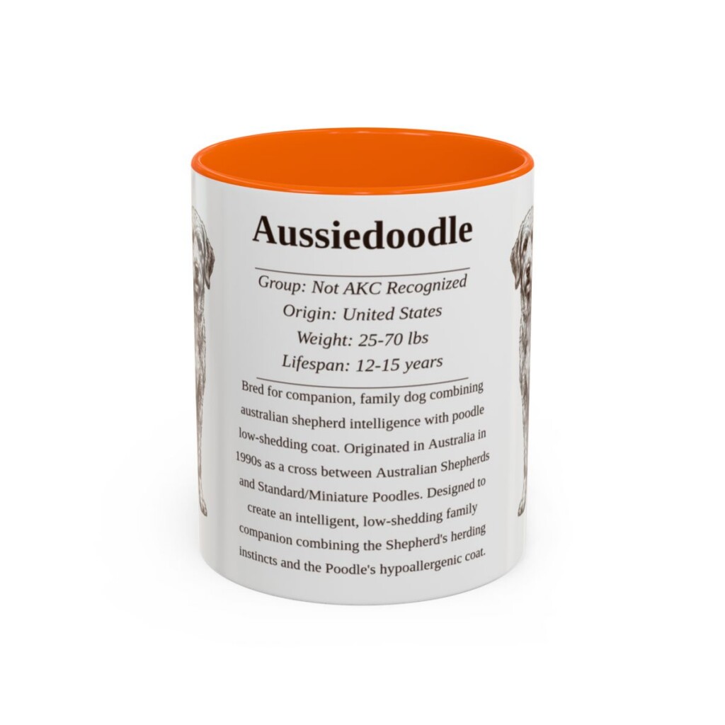 11oz Aussiedoodle Mug, Illustrated Dog Breed Facts Coffee Mug, Vintage Dog Keepsake Gift
