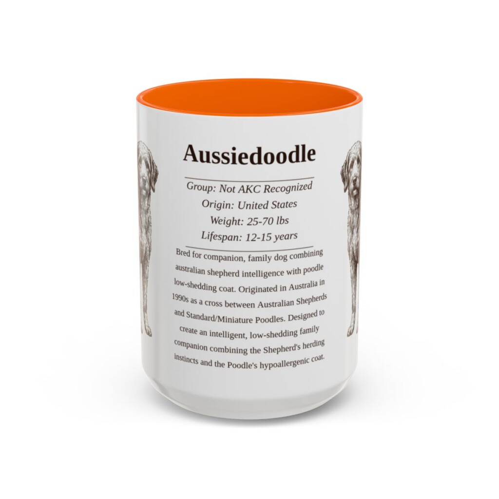 15oz Aussiedoodle Mug, Illustrated Dog Breed Facts Coffee Mug, Vintage Dog Keepsake Gift