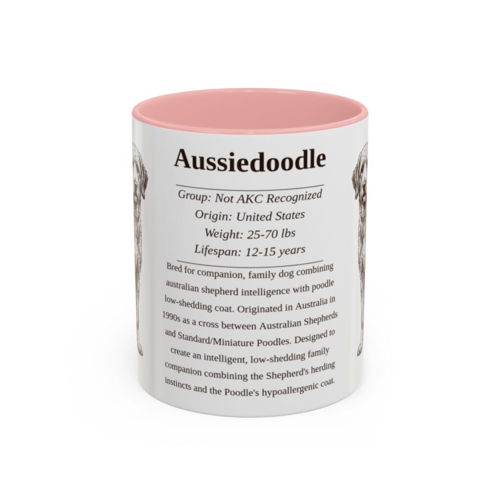 11oz Aussiedoodle Mug, Illustrated Dog Breed Facts Coffee Mug, Vintage Dog Keepsake Gift
