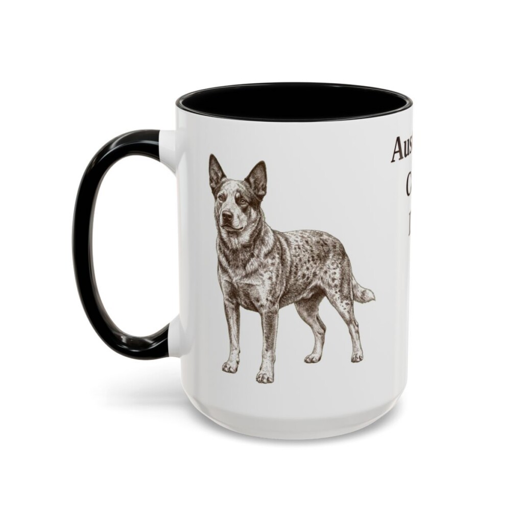15oz Australian Cattle Dog Mug, Vintage Dog Portrait Coffee Mug, Dog Lover Gift