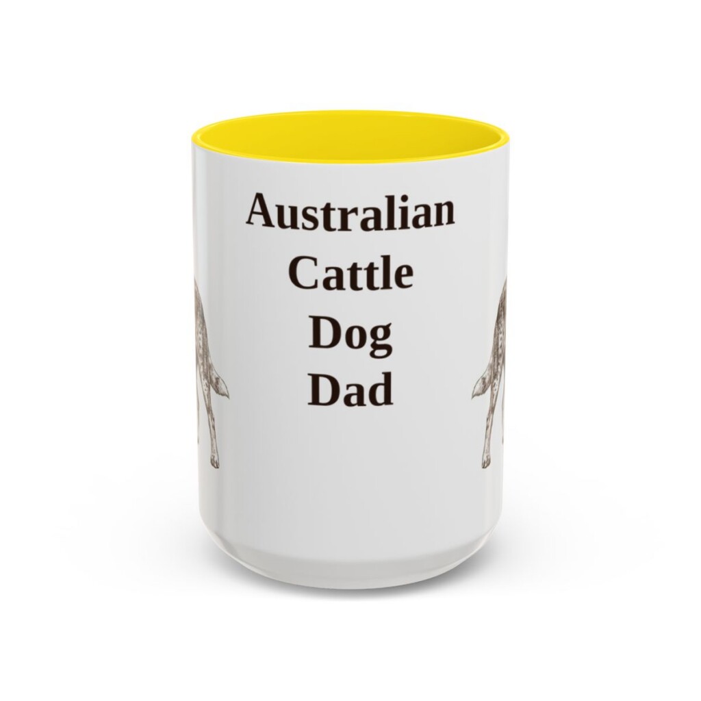 australian-cattle-dog-mug-dad-yellow-3 15oz Australian Cattle Dog Dog Dad Mug, Vintage Sketch Coffee Mug, Dog Dad Gift