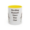 australian-cattle-dog-mug-humor-yellow-1 11oz Funny Australian Cattle Dog Mug, Herding Humans Since Day One, Vintage Dog Coffee Mug, Dog Lover Gift