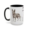 australian-cattle-dog-mug-writeup-black-left-3 15oz Australian Cattle Dog Mug, Illustrated Dog Breed Facts Coffee Mug, Vintage Dog Keepsake Gift