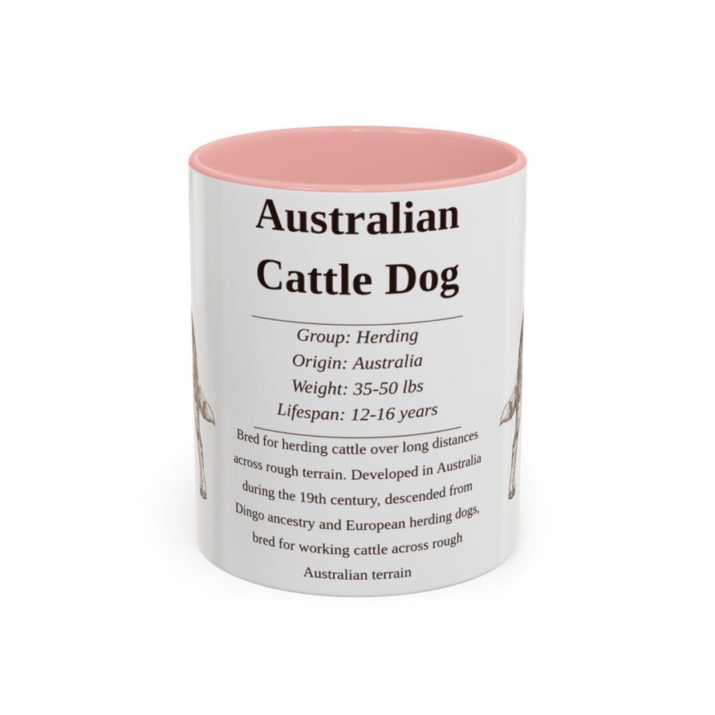 11oz Australian Cattle Dog Mug, Illustrated Dog Breed Facts Coffee Mug, Vintage Dog Keepsake Gift